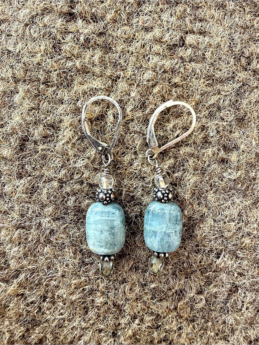 Blue Beaded Dangle Earrings